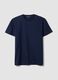 Blue mercerised pure cotton crew-neck T-shirt, regular fit_4