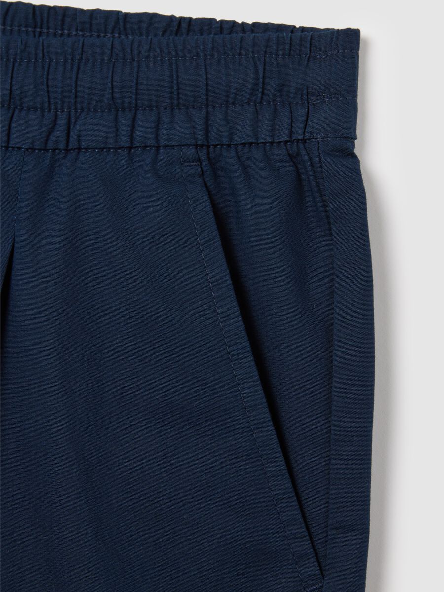 Women's Stretch Cotton Blue Regular Fit Shorts_1