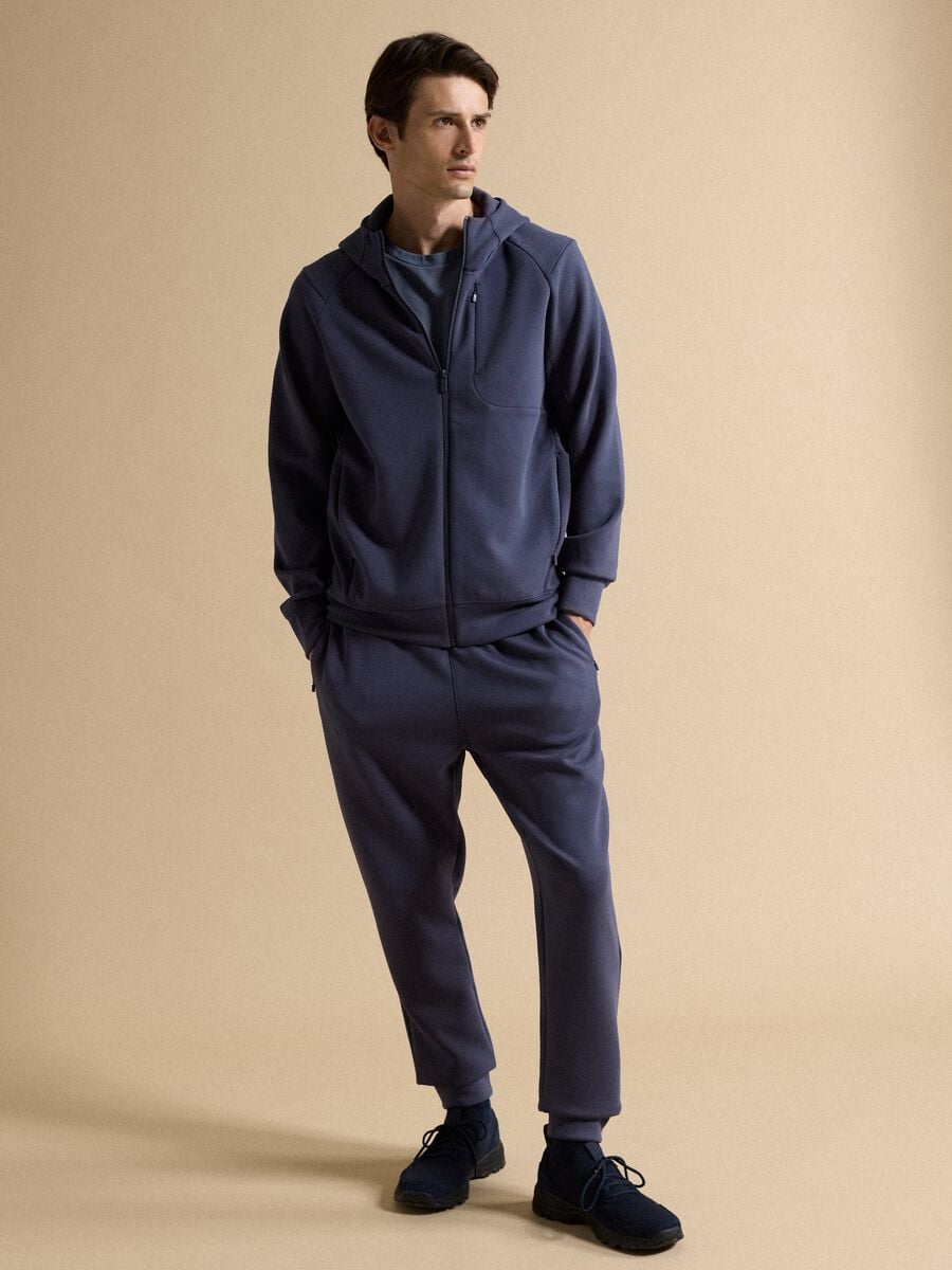 Full-zip blu traspirante in tessuto elasticizzato 2 Way Stretch_1