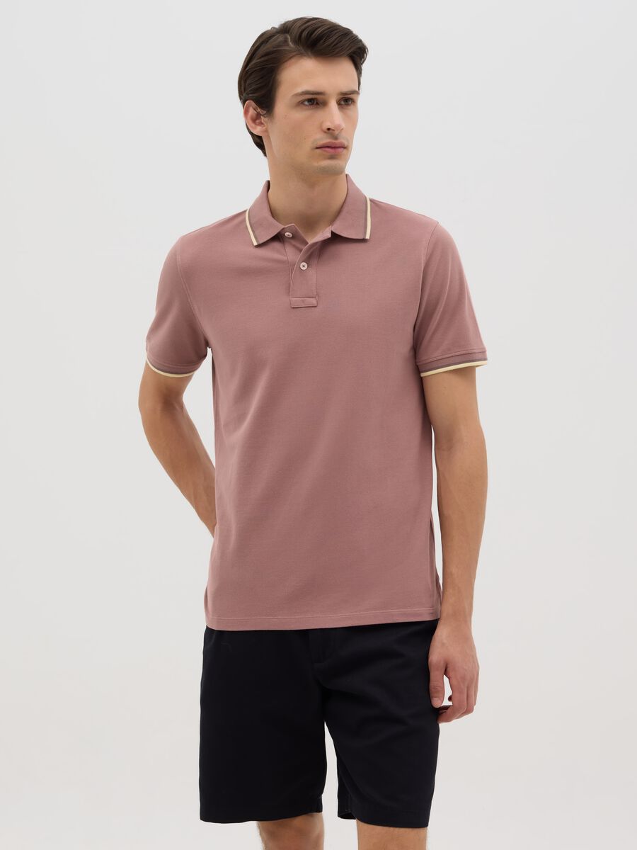 Pink Short Sleeve Cotton Polo_0