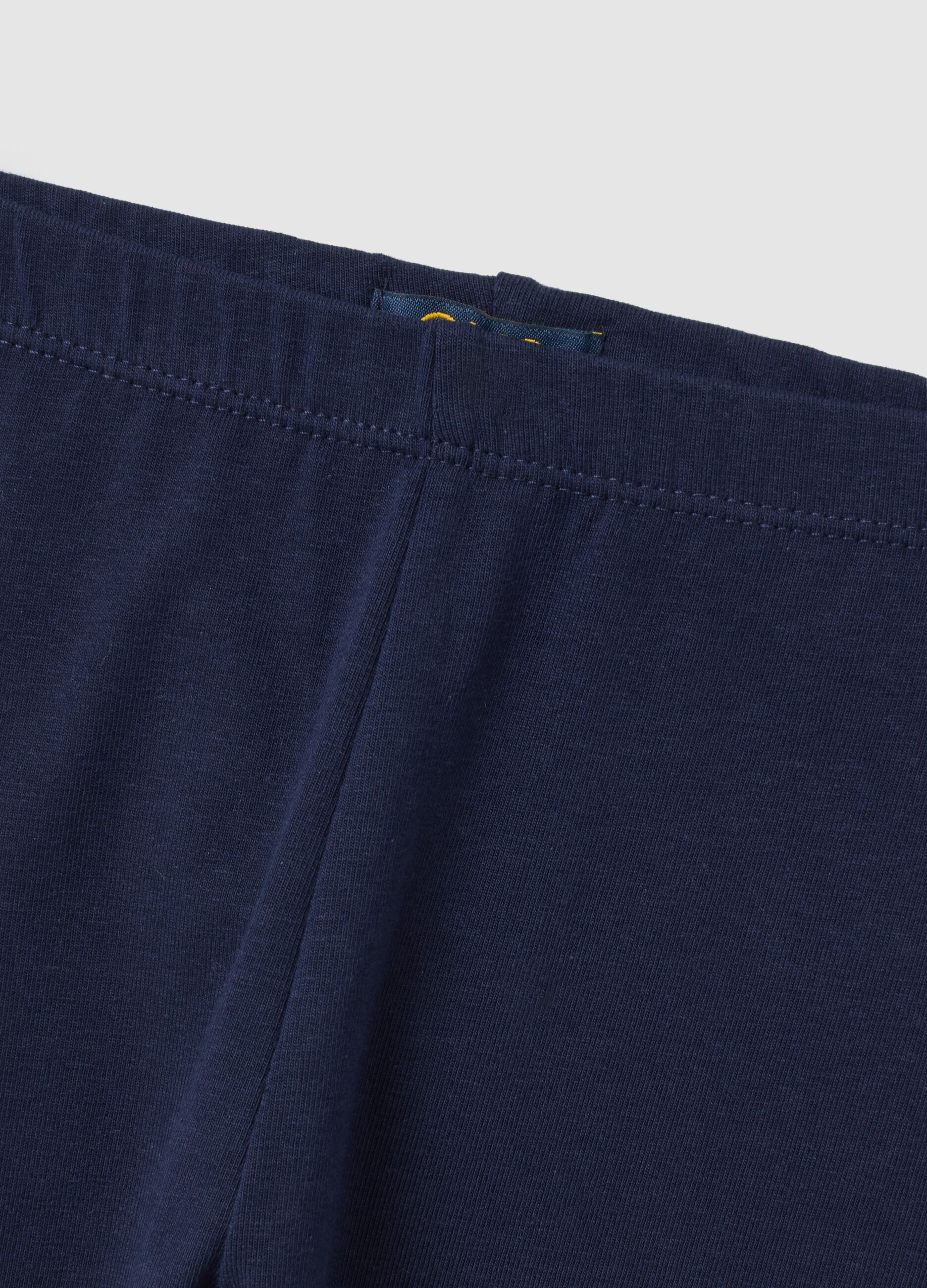 Leggings da bambina in cotone elasticizzato blu skinny