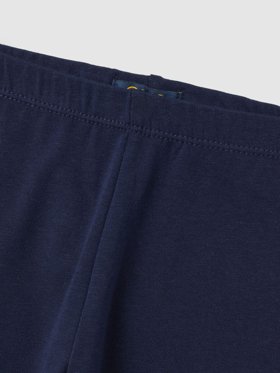 Leggings da bambina in cotone elasticizzato blu skinny_2