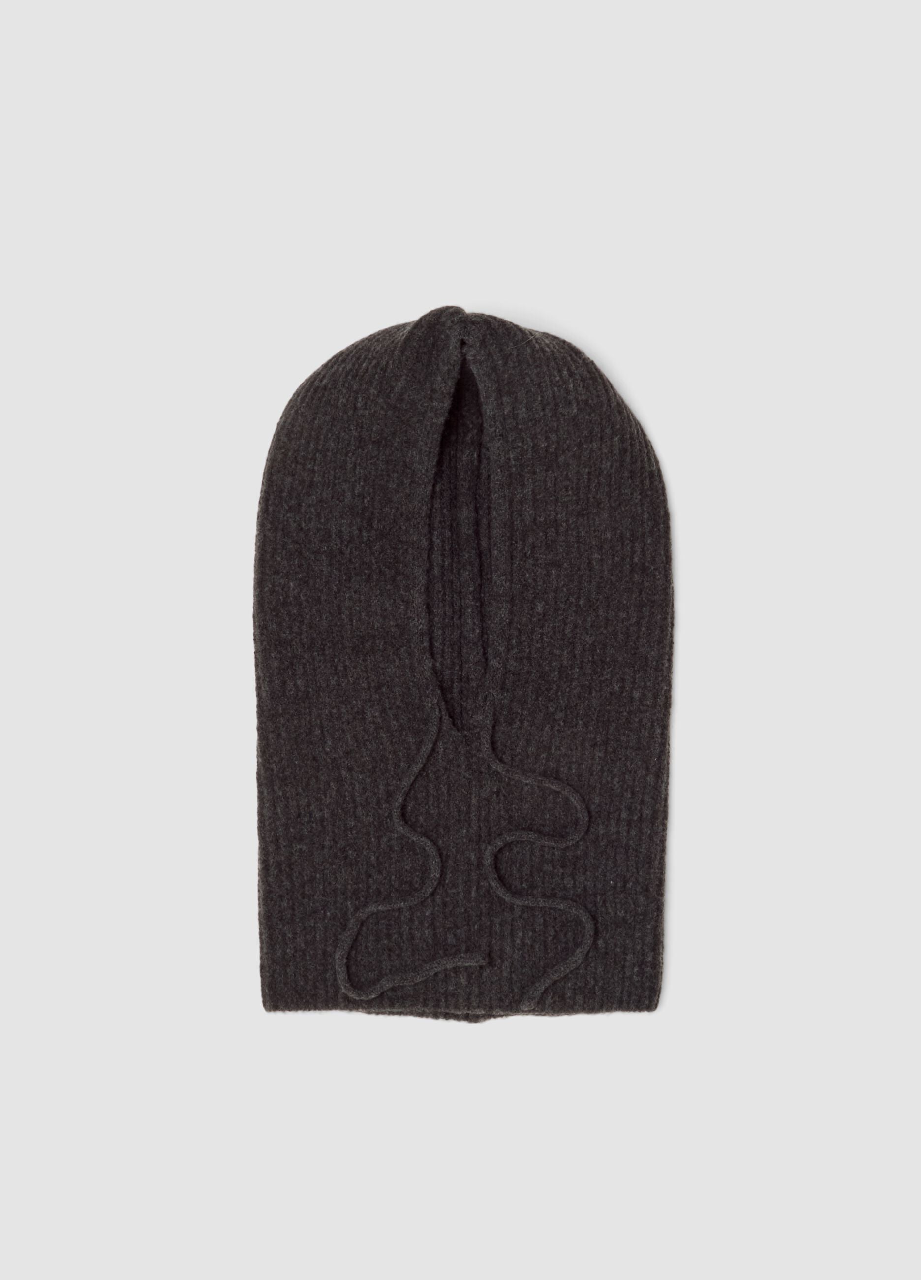 Grey stretch wool jersey-knit balaclava