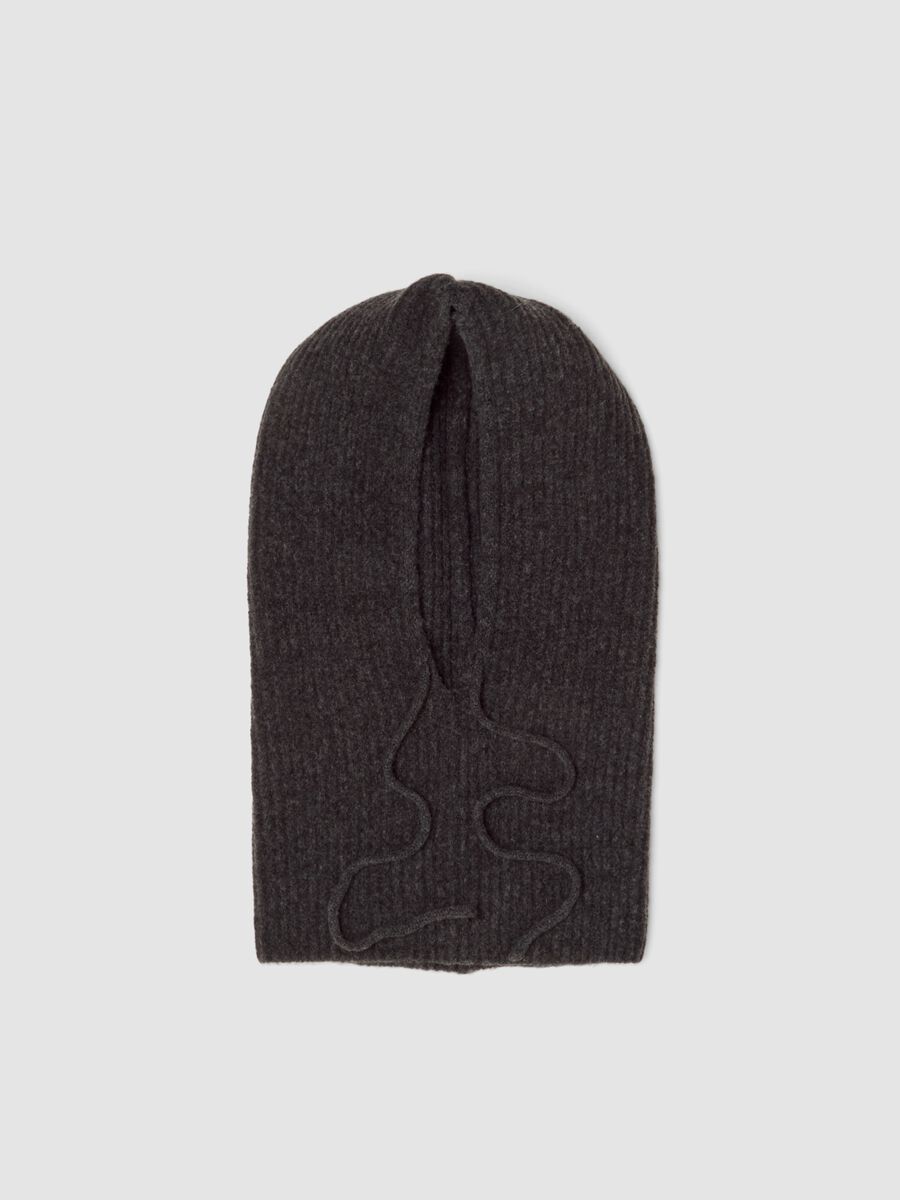 Balaclava grigio in lana elasticizzato a maglia jersey_2