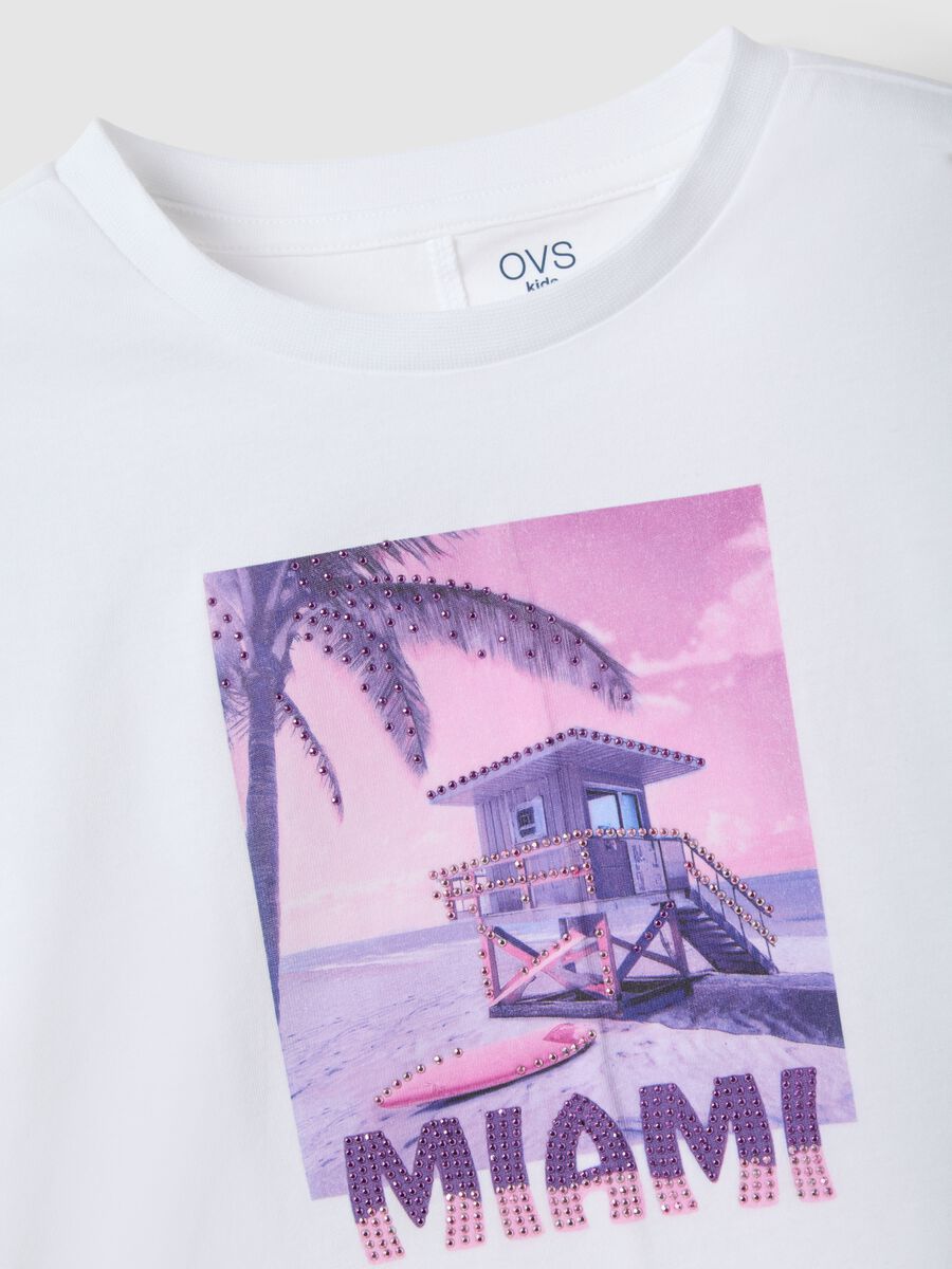 Girls' white pure cotton t-shirt regular fit with print_2