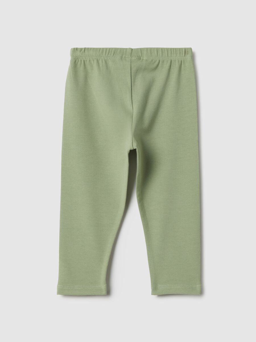 Girls' green stretch cotton slim fit leggings_1