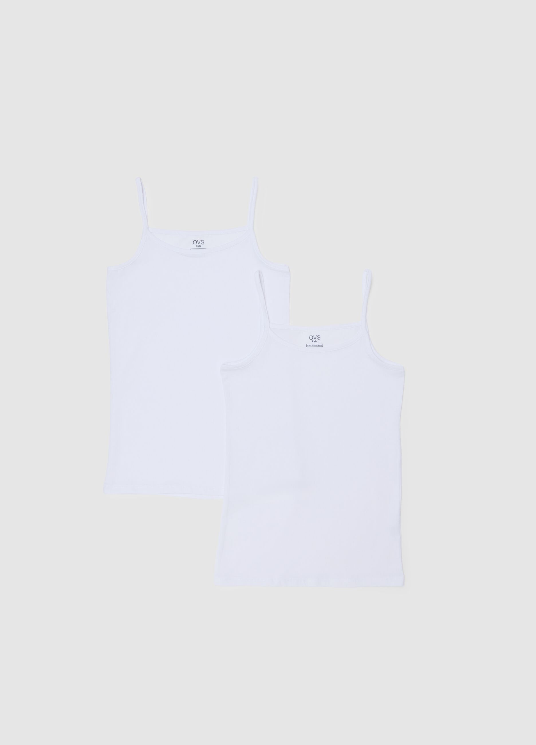 Regular fit white cotton girls' vest set