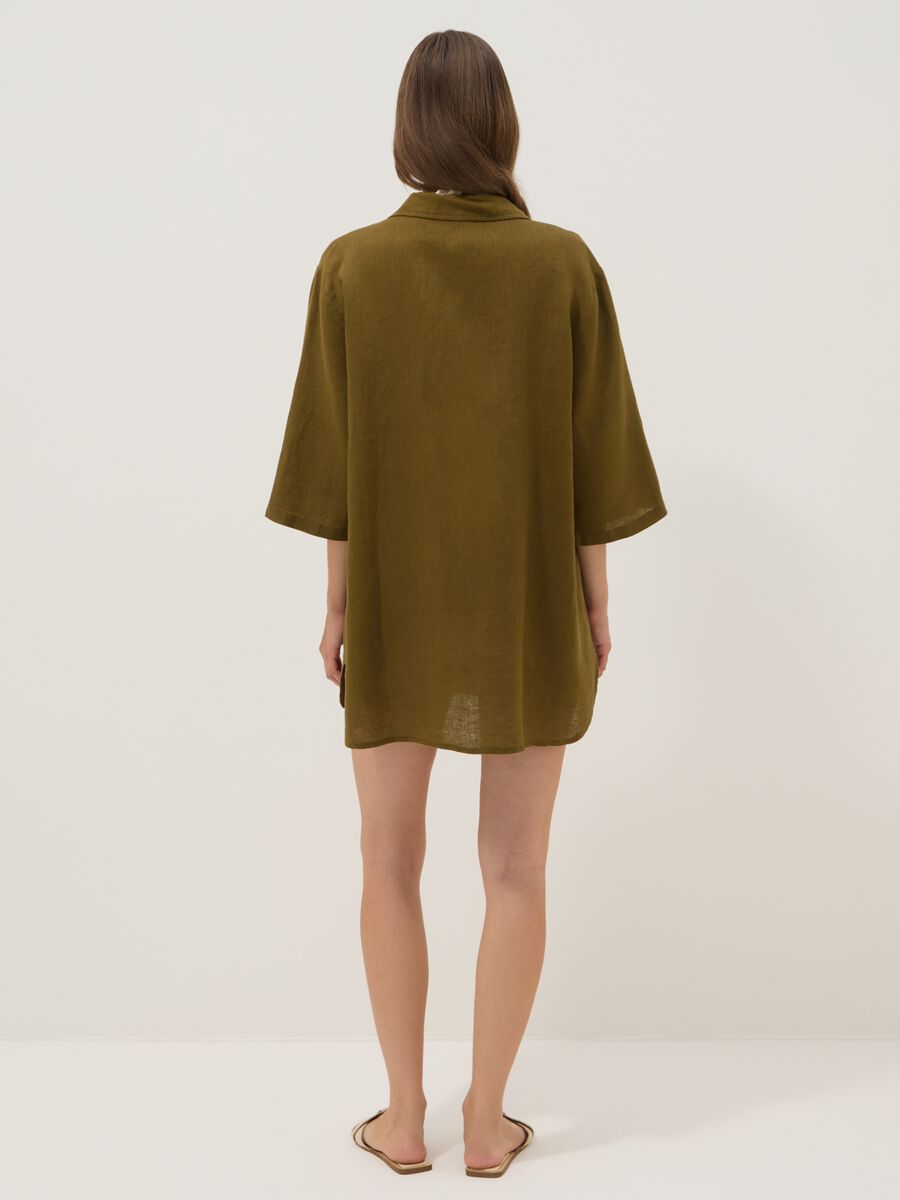 Green pure linen beach cover-up_3