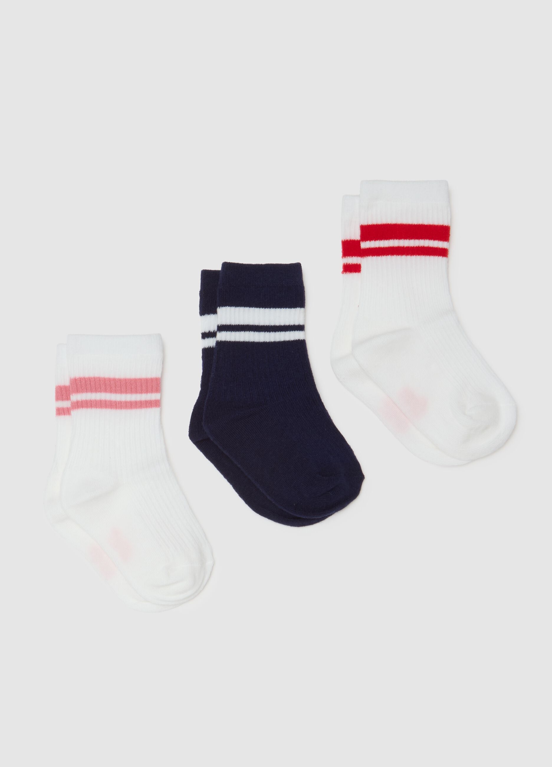 Girls' multicoloured cotton stretch socks tripack
