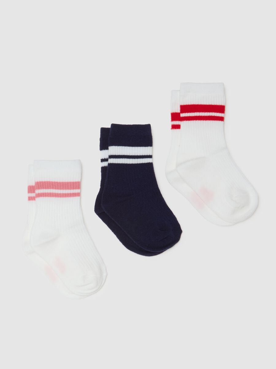 Girls' multicoloured cotton stretch socks tripack_0