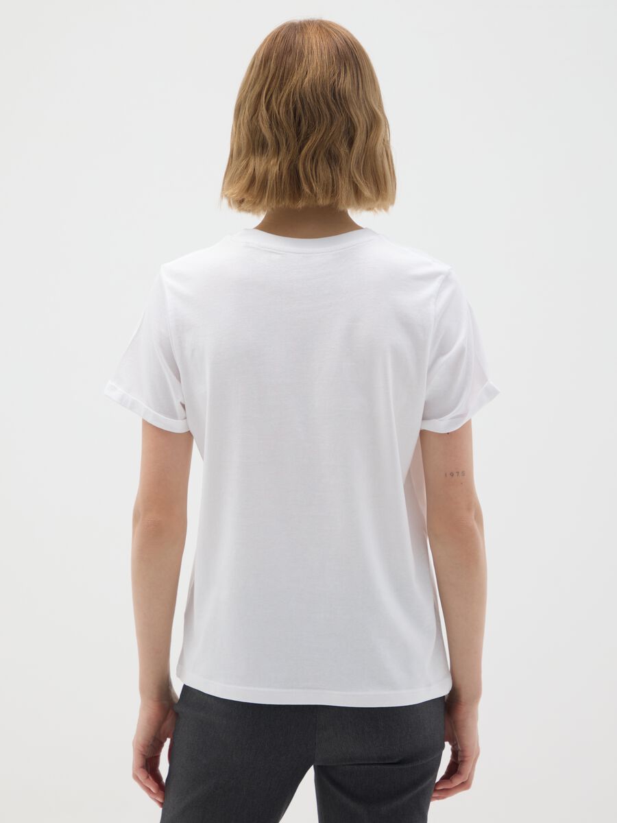 White pure cotton regular fit t-shirt with floral print_2