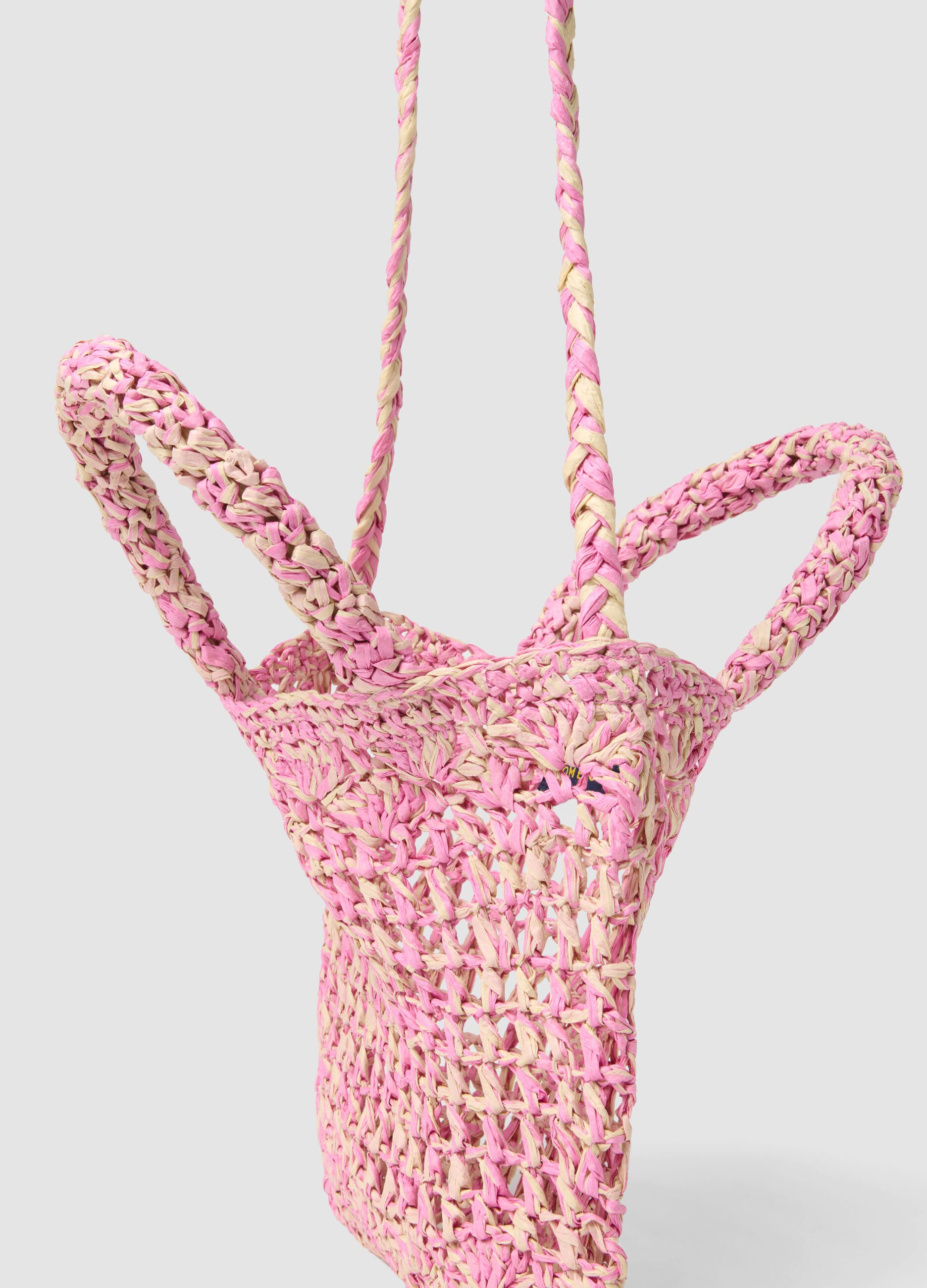 Multicoloured pure paper fabric bag for girls with shoulder strap