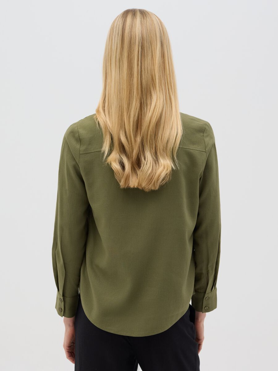 Women’s regular-fit shirt in green linen blend, without buttons_2