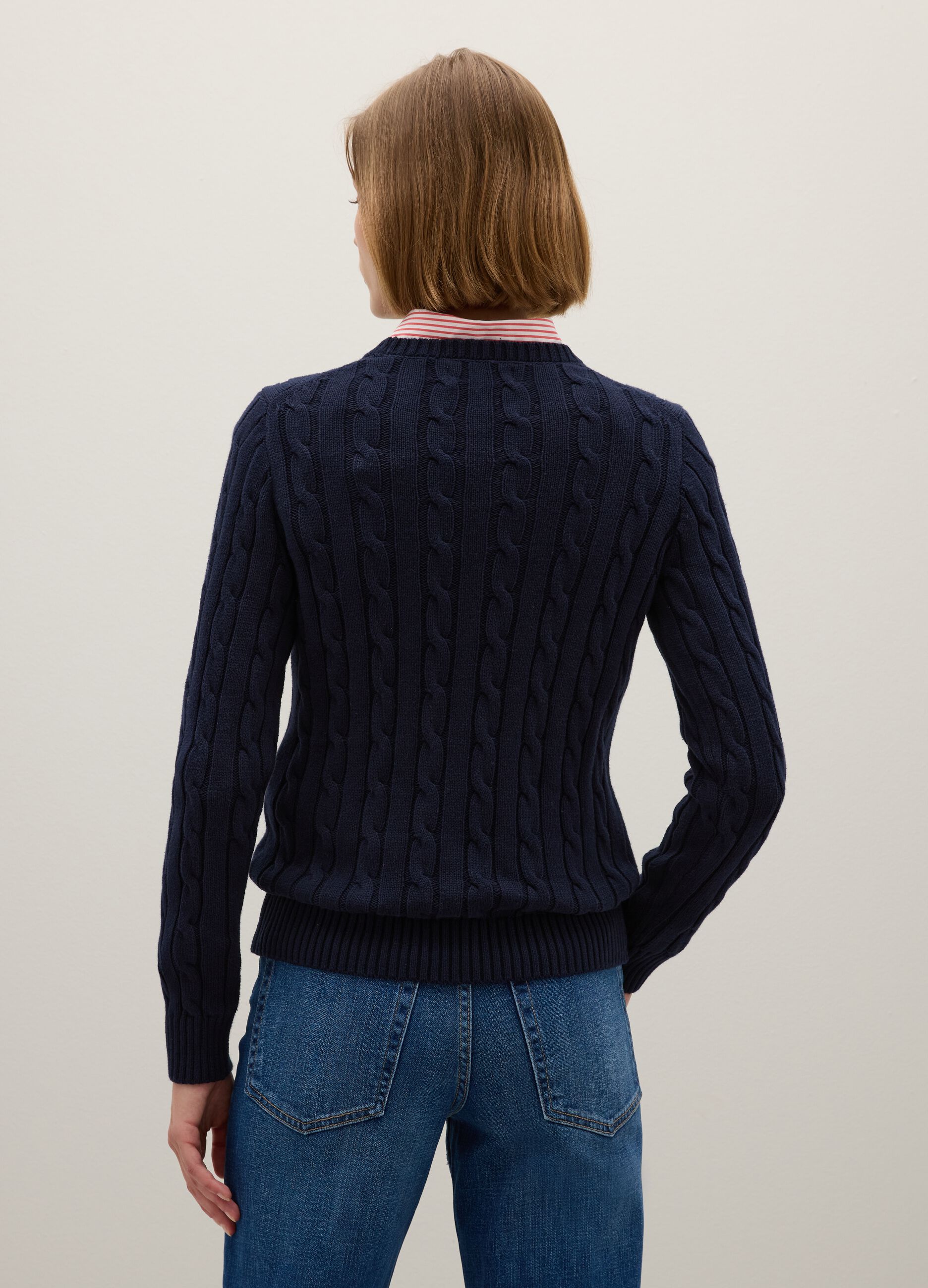 Blue pure cotton regular fit sweater