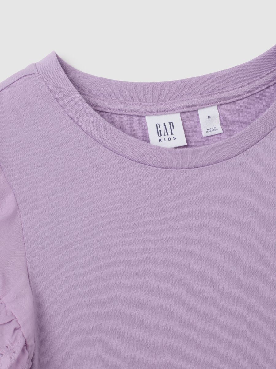 Cotton T-shirt with broderie anglaise flounces_6