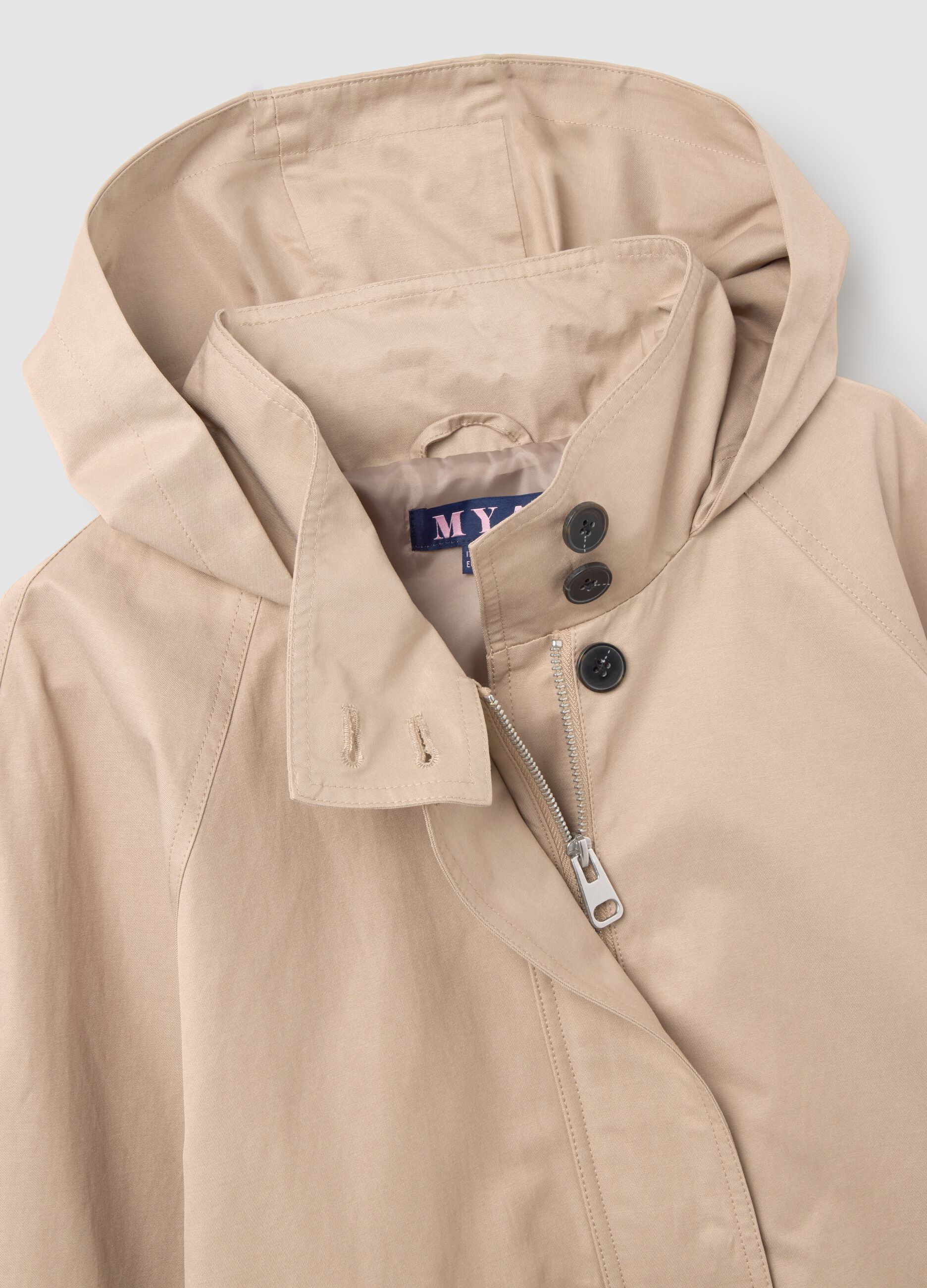 Beige cotton blend jacket regular fit