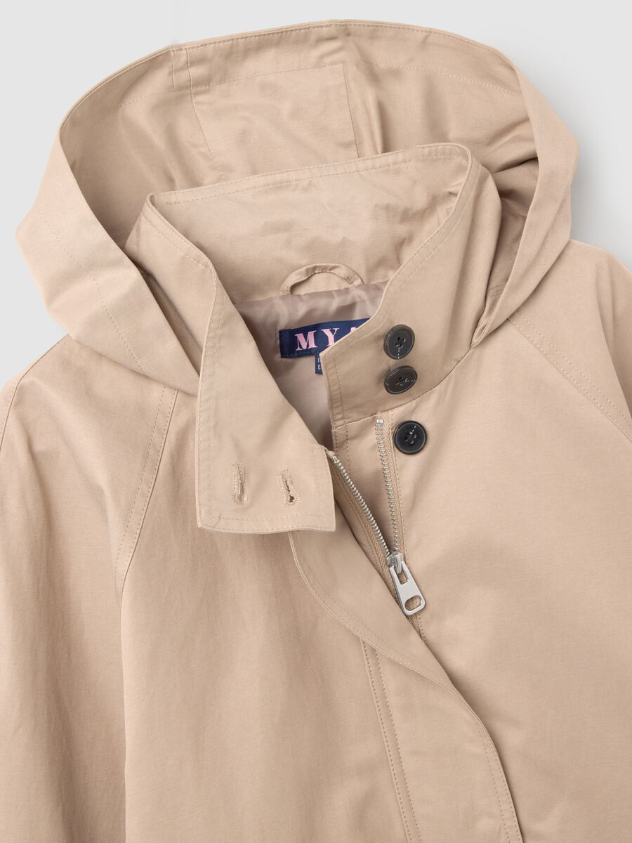 Beige cotton blend jacket regular fit_5