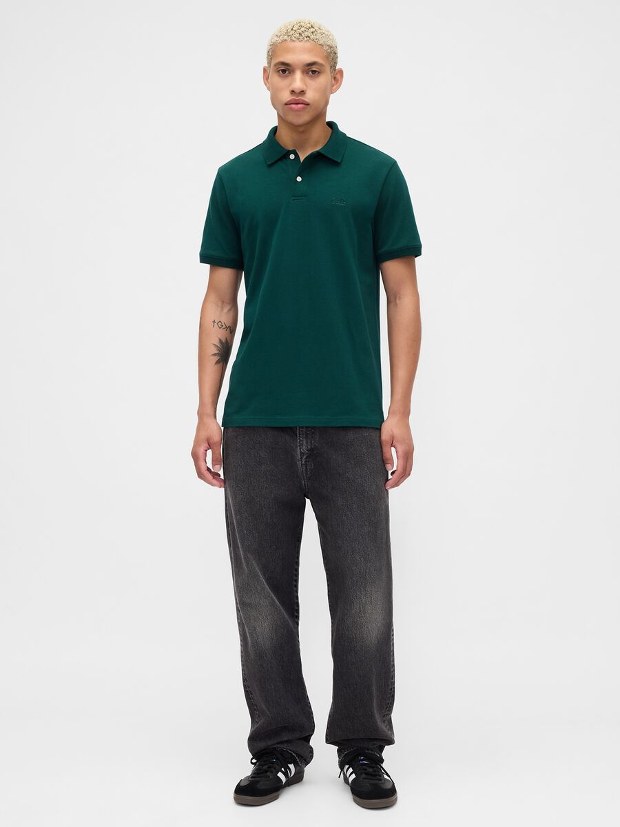 Green short-sleeve stretch polo shirt_2