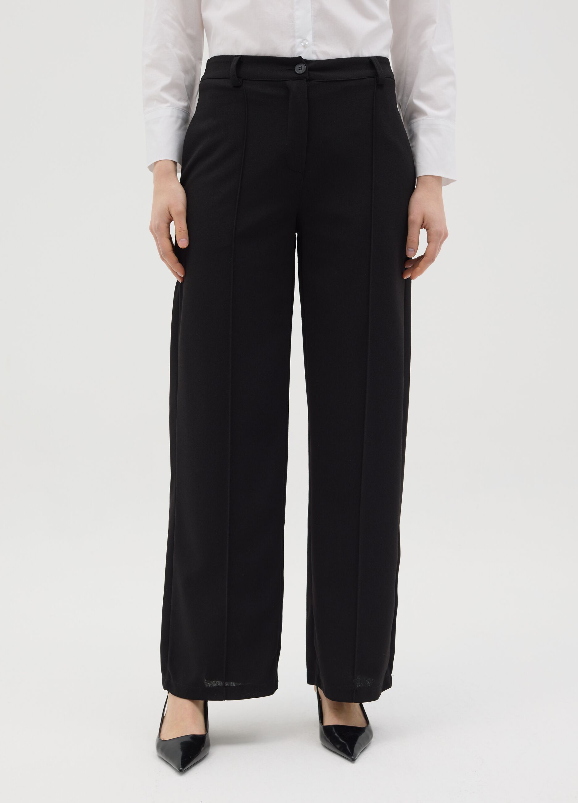 Black palazzo trousers with pockets