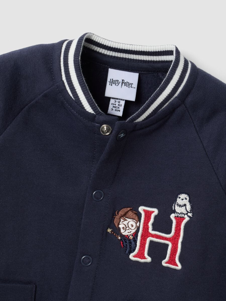 Tutina nera in puro cotone organico con ricamo Harry Potter per neonato_2