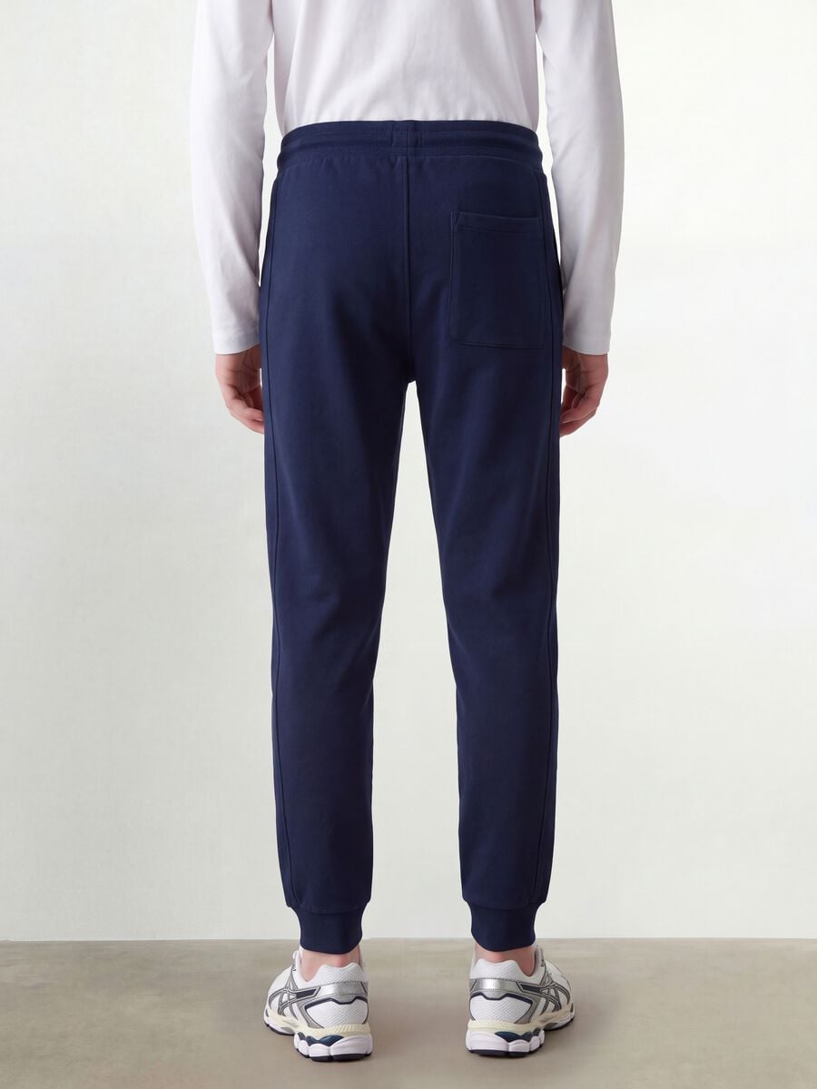 Pantaloni jogger blu in cotone organico_3