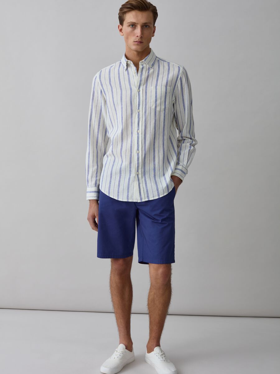 Stretch cotton chino Bermuda shorts_0