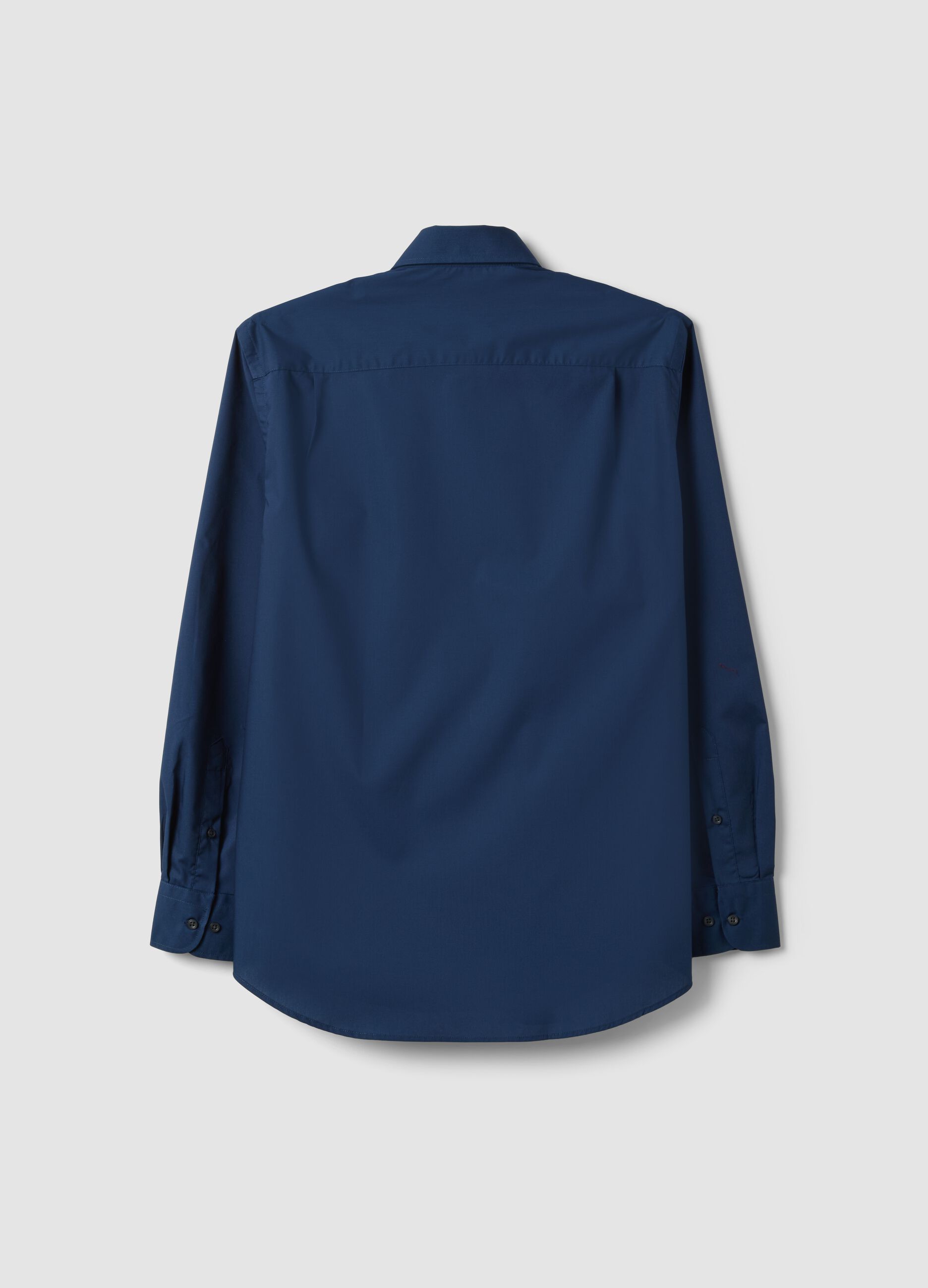 Camicia blu regular fit con collo button-down easy iron