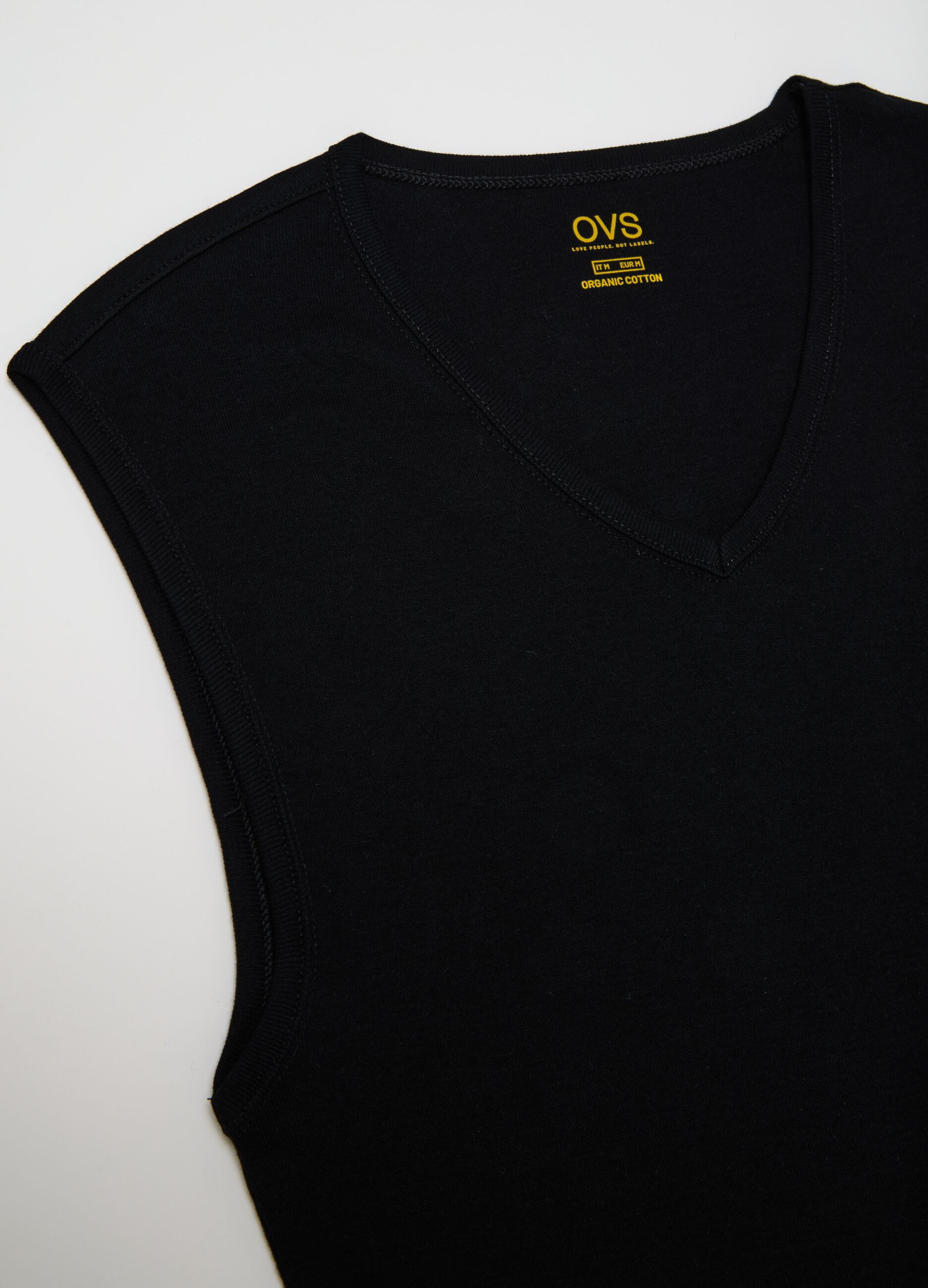Men's Pure Black Cotton Vest