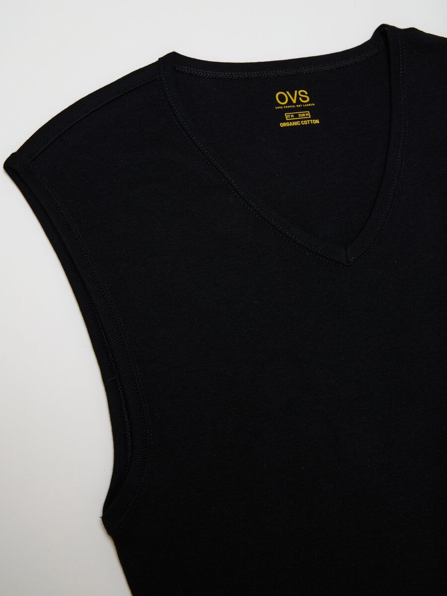 Men's Pure Black Cotton Vest_5