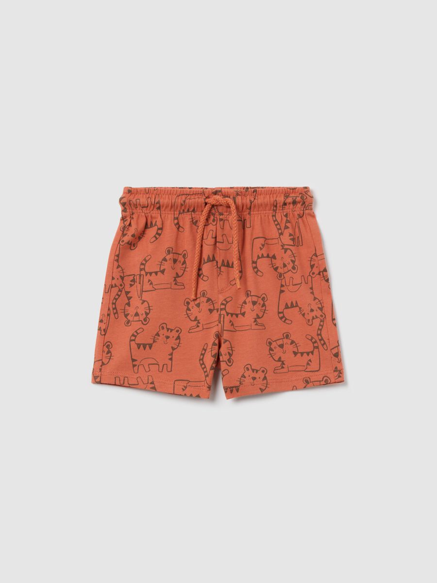 Jersey Bermuda shorts with drawstring and print_0