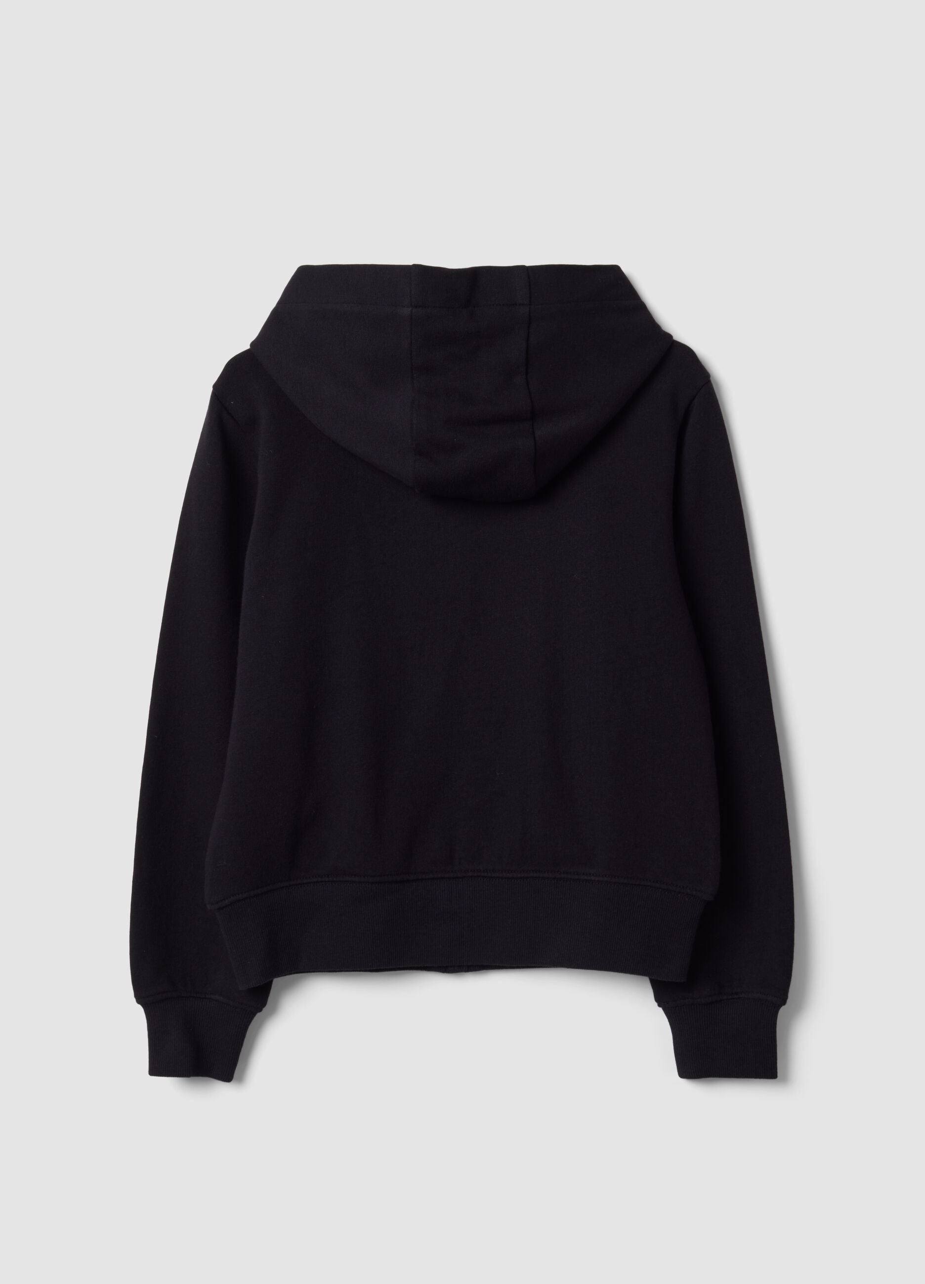 Black hooded sweatshirt in pure organic cotton with star for girls