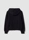 Black hooded sweatshirt in pure organic cotton with star for girls_1