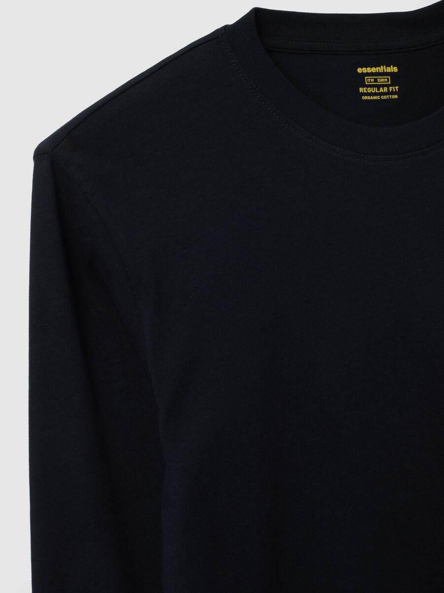 Black long sleeve pure cotton T-shirt_5