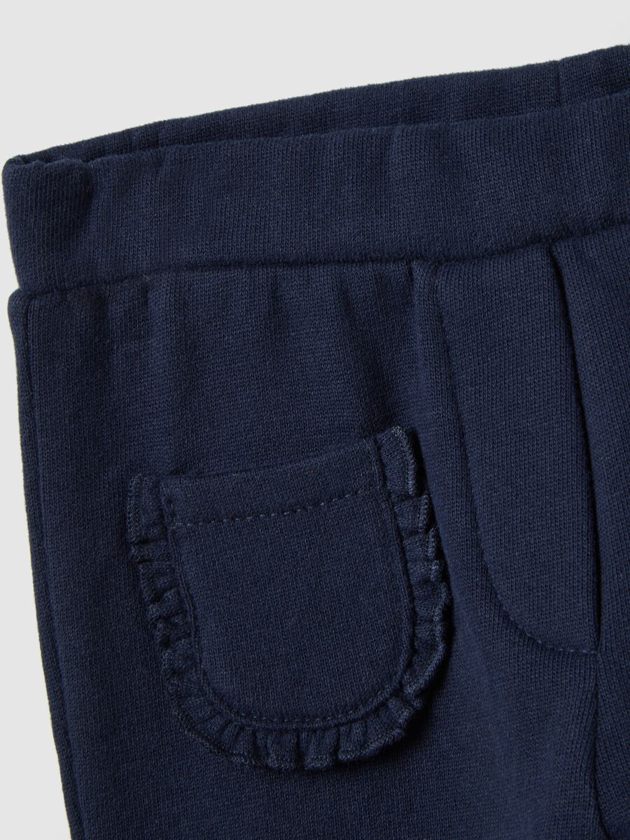 Pantaloni da neonata in puro cotone blu regular fit_3