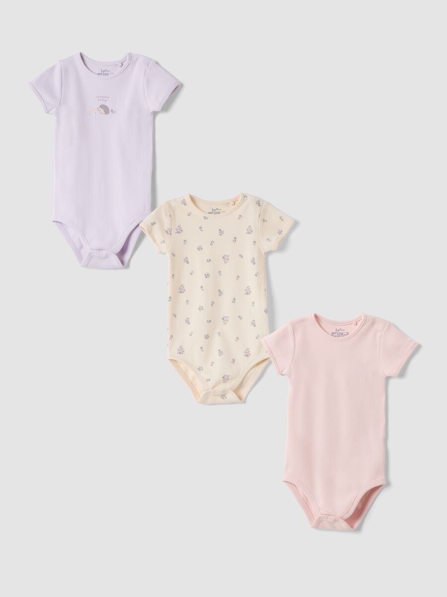 Tripack body rosa in puro cotone organico girocollo_0