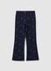Girls' blue cotton flare trousers with hearts_0