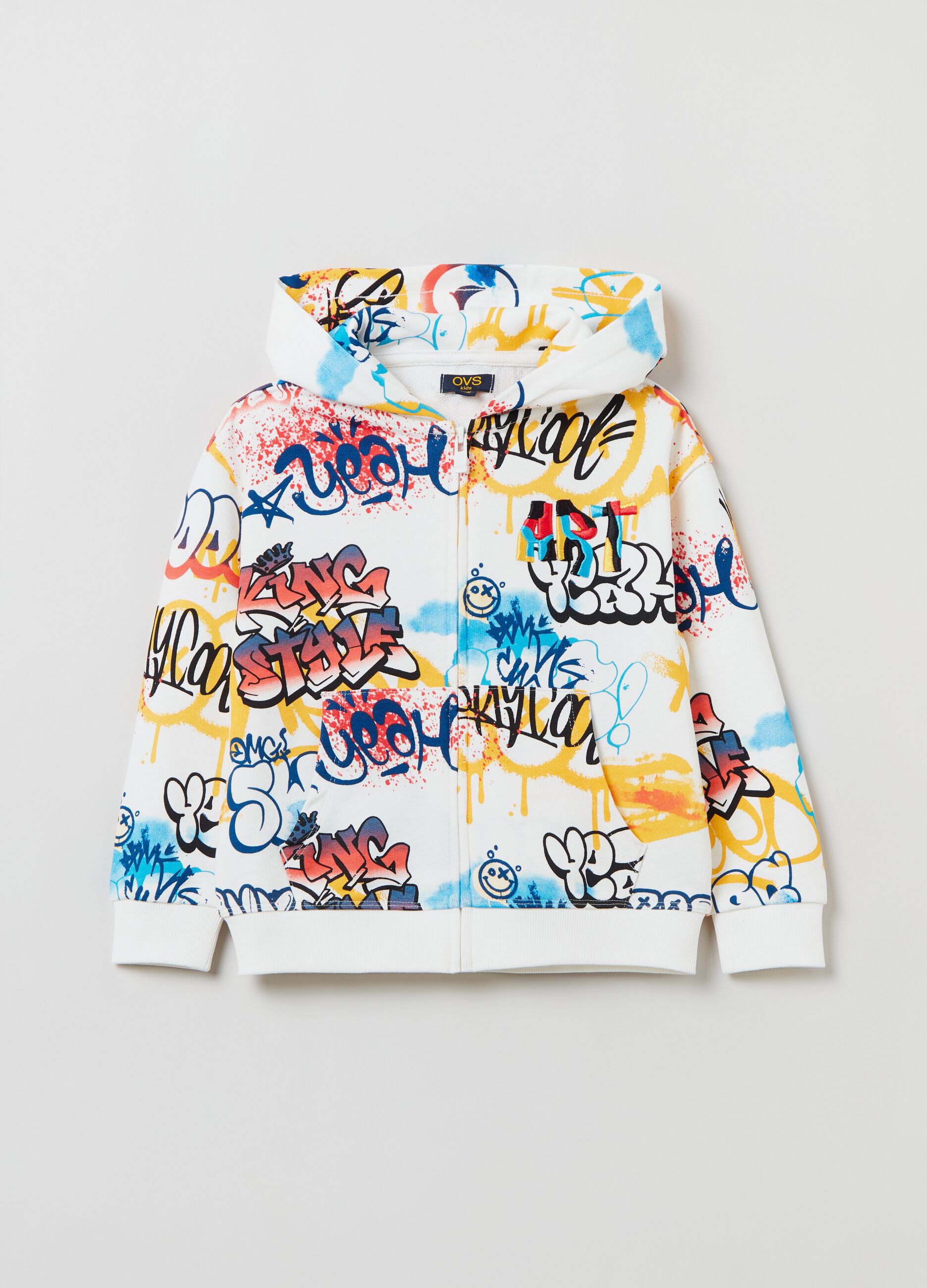 Full-zip con cappuccio e stampa _0