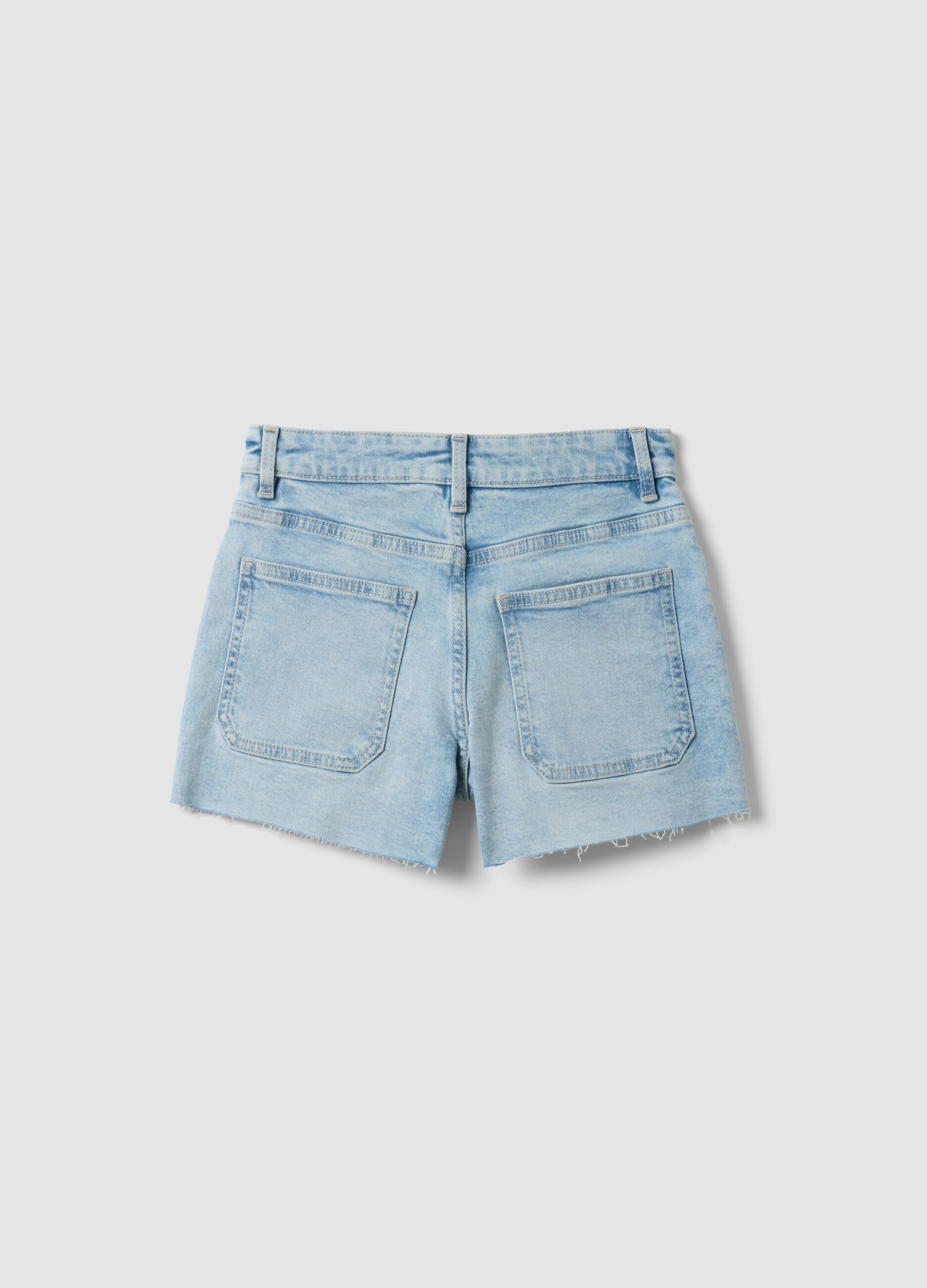 Light blue stretch denim cotton shorts for girls