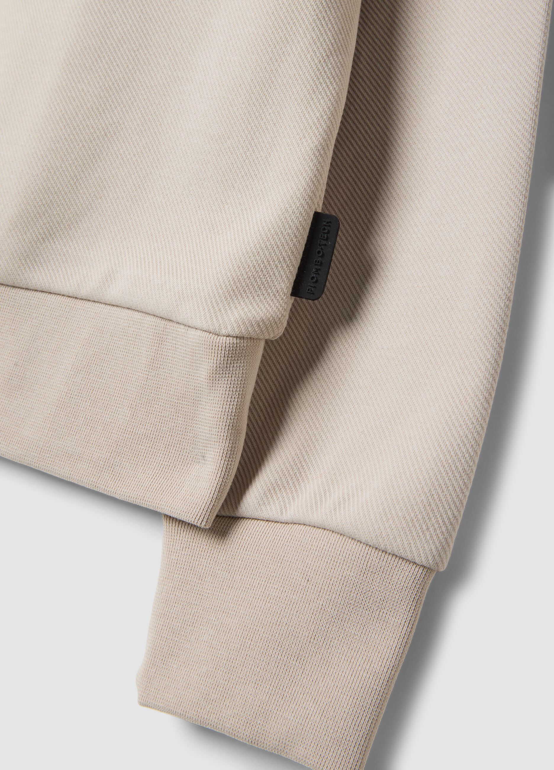 Beige stretch-cotton relaxed-fit crew-neck sweatshirt