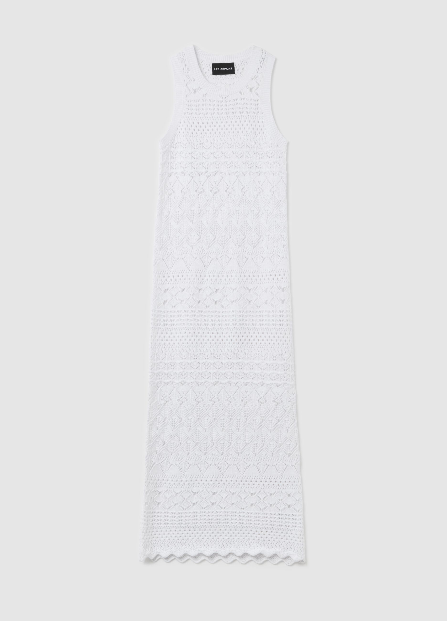 Long sleeveless crochet dress