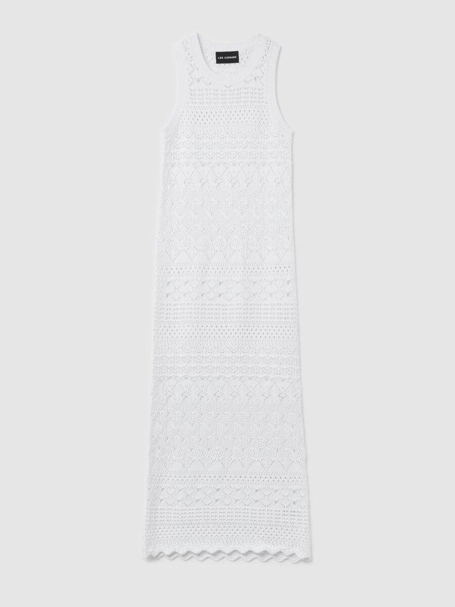 Long sleeveless crochet dress_0