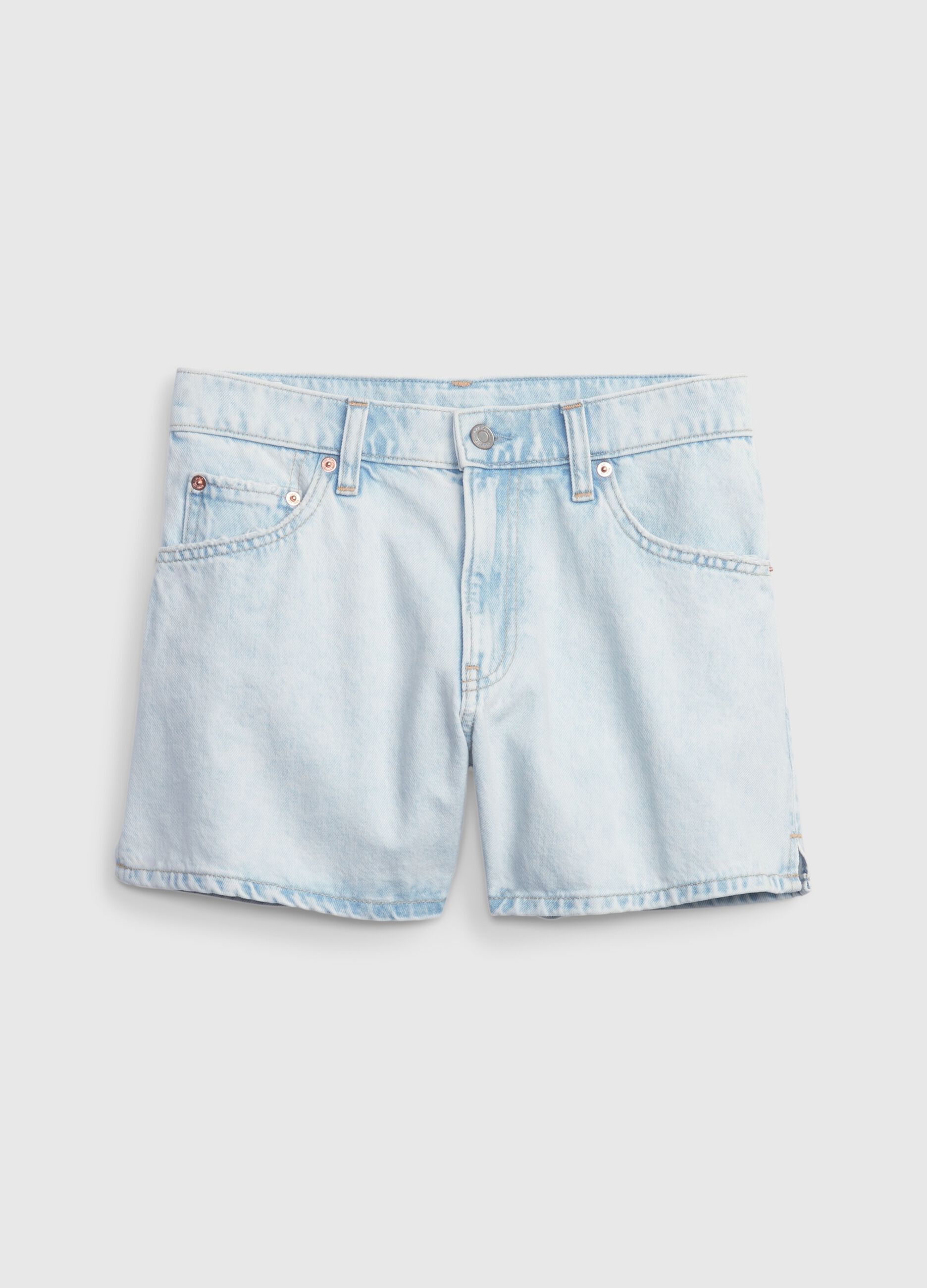 Shorts straight fit in denim a vita bassa_5