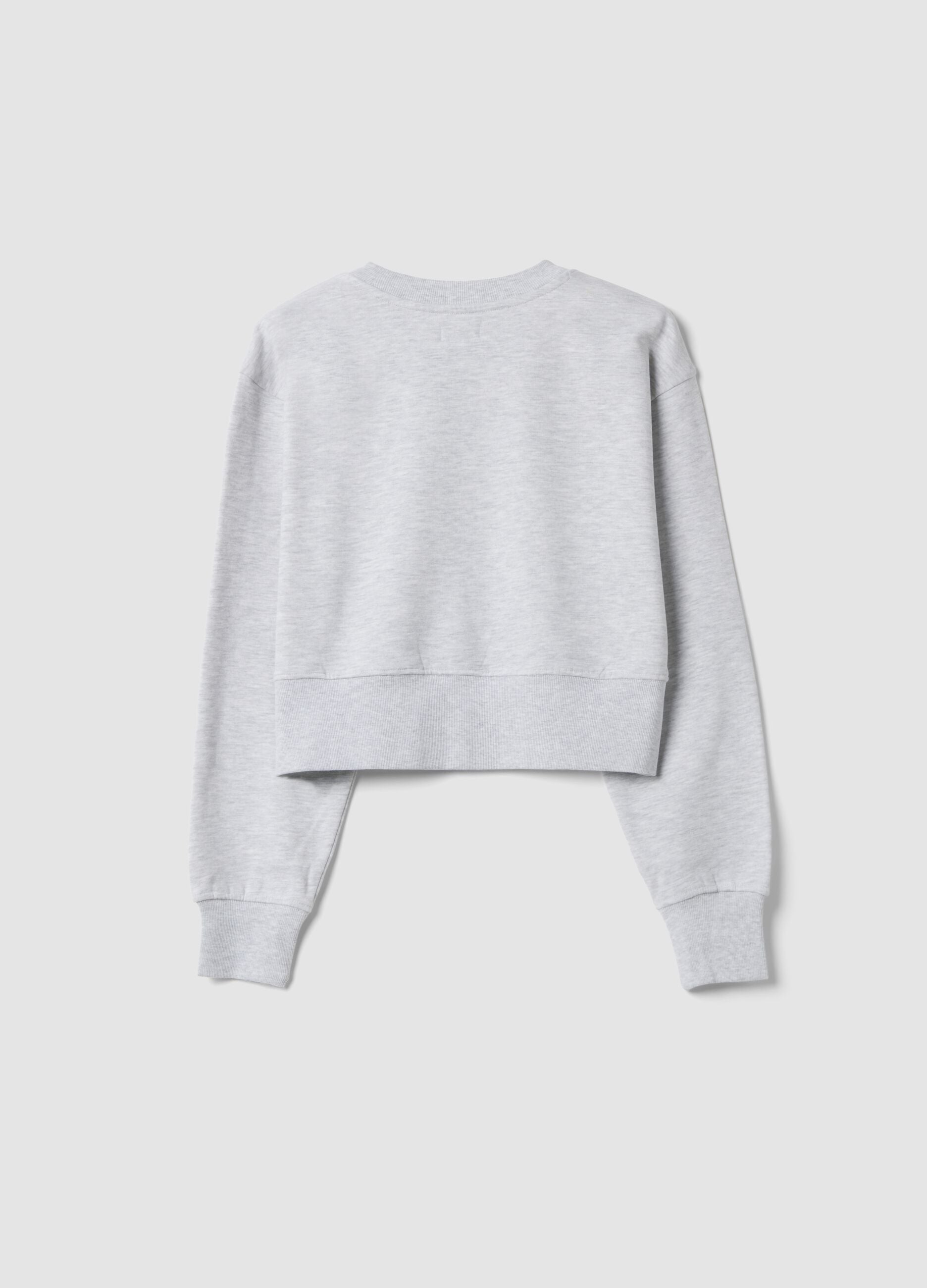Grey marl sweatshirt in pure organic cotton with ribbed collar