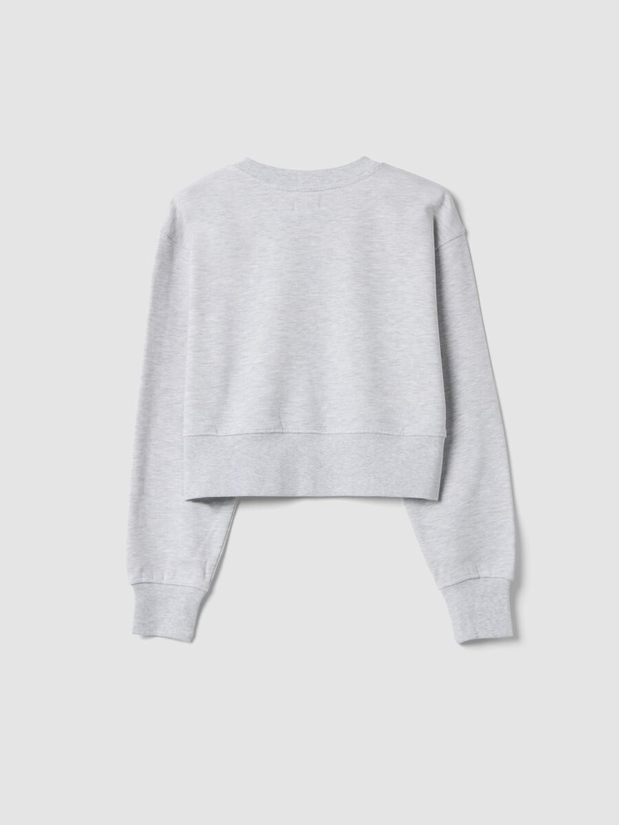 Felpa grigio melange in puro cotone organico con collo a costine_1
