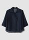 Blue long-sleeve viscose-blend blouse, regular fit_4