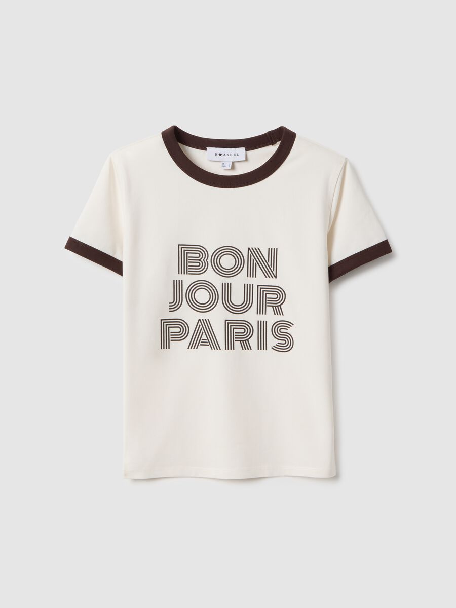 White stretch cotton regular fit T-shirt with print_0