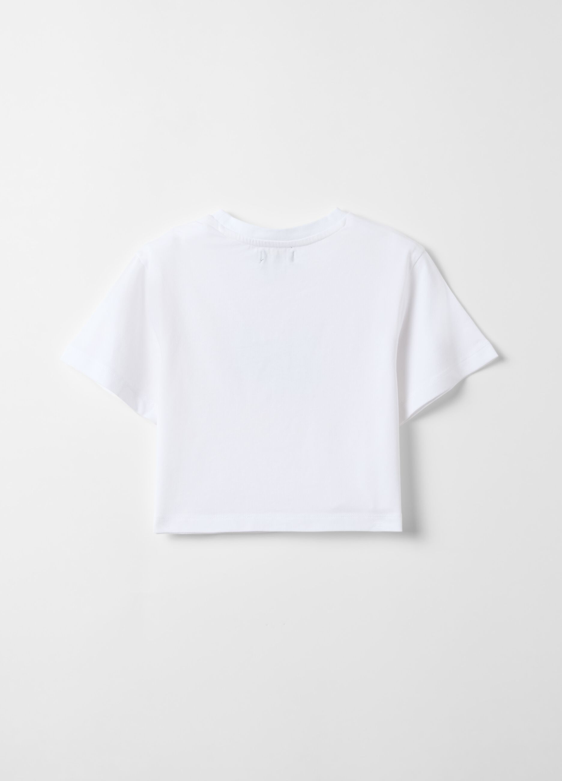 Girls&rsquo; white stretch cotton T-shirt with butterfly print