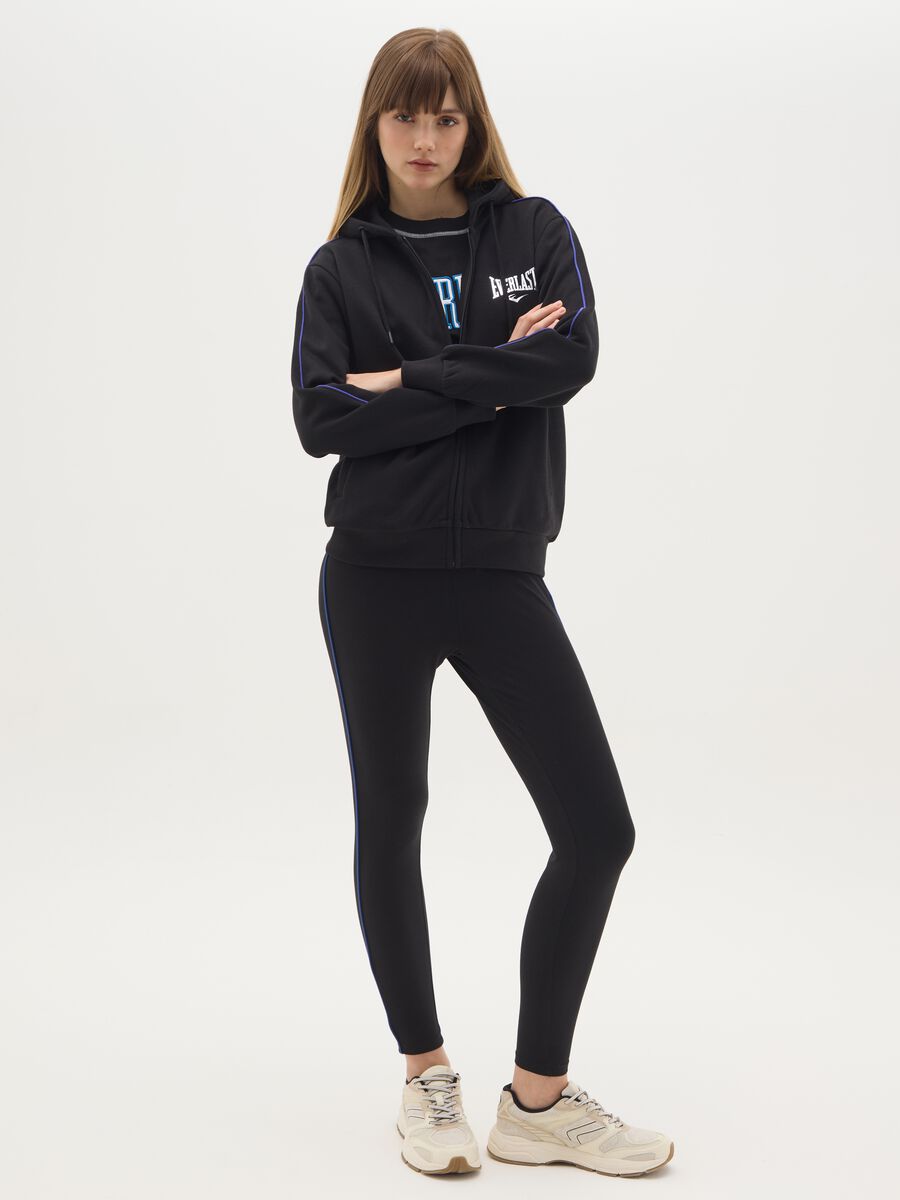 Felpa in misto cotone nera regular fit con cappuccio e zip_1