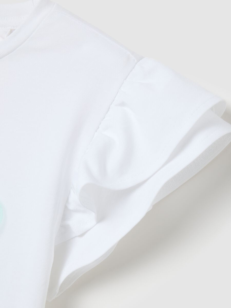 T-shirt da bambina in cotone elasticizzato bianca_2