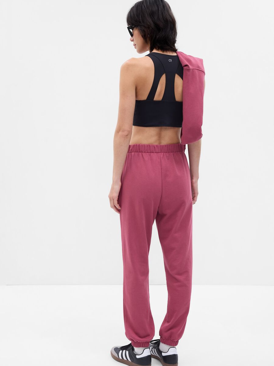 Joggers a vita alta in French Terry con ricamo logo_1